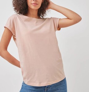 T-shirt Performance Fit pour femmes en coton col rond mancherons rose couleur claire manches courtes coupe ample tenue décontractée - Product Image 5