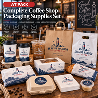 Gobelets à café jetables AT PACK avec couvercles, ensemble complet d'emballages pour café, gobelets en papier personnalisés, sacs, boîtes pour la marque