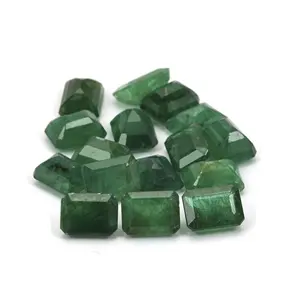5克拉批量祖母绿八角形约8x6mm毫米。3件天然祖母石刻面切割绿色宝石制作珠宝
