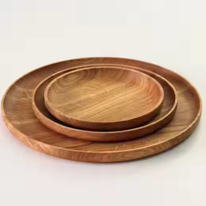 Plato de madera seguro, atemporal, duradero, ecológico, perfecto para todos los platos, juego de artesanía de media luna - Product Image 1