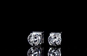 Boucles d'oreilles uniques en or blanc 14K avec diamants de laboratoire - Product Image 4