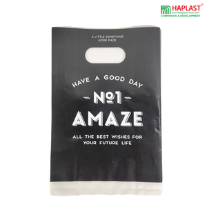 Bolsa de plástico barata con asa troquelada y logotipo plegable para compras, bolsa de plástico con estampado de huecograbado - Product Image 2
