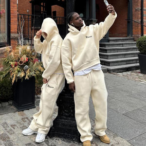 Custom Casual Warm Streetwear Men Tracksuit Thick Fleece Breathable <b>Oversized</b> Two Piece Hoodie <b>Jogger</b> Custom Front Logo OEM - Product Image 4