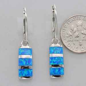 Blue Opal 925 Sterling Silver <b>Earrings</b> Handmade for Women and Girls Wear in Wedding Party, Hldi, Mehendi Wear <b>Earrings</b> - Product Image 4