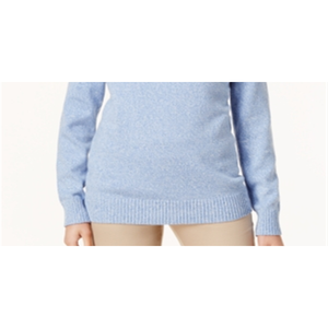 Maglione Casual da Donna Karen Scott Y2K con Mezza Zip in Cotone Traspirante, Colletto con Fiocco e Applicazioni in Pelliccia, Blu, Taglia Petite L per Inverno e Autunno - Product Image 3