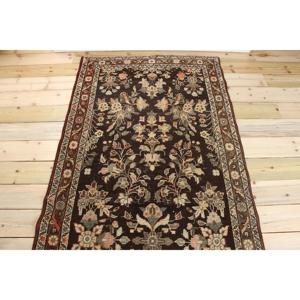Tapis vintage, tapis turc 3,7x16 pieds, tapis oriental en laine marron bleu - Product Image 3