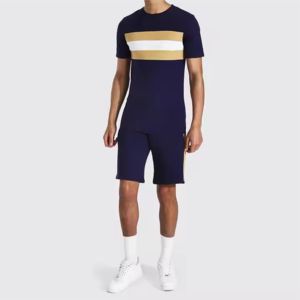 Última llegada 100% algodón logotipo personalizado buena calidad sublimado bordado impresión dos piezas lavado ácido pantalones cortos de sudor hombres conjunto - Product Image 3