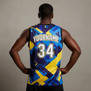 Maillot de basket-ball pour hommes grande taille, imprimé par sublimation personnalisée, antibactérien, respirant, évacuant l'humidité, 100% coton, best-seller - Product Image 3