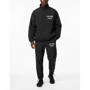 Vente en gros Ensemble sweat-shirt à capuche zippé et jogger coupe-vent chaud coupe-vent avec logo imprimé personnalisé vêtements de sport pour hommes - Product Image 4