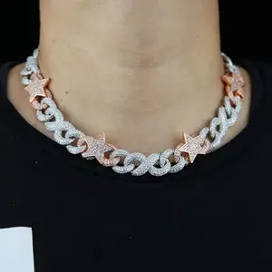 Cadena Cubana de Moda de Lujo con Circonitas Bicolor Estilo Hip Hop para la Vida de los Raperos - Product Image 3