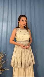 Traje Sharara de trabajo de secuencia bordada Georgette de imitación pesado de último diseñador por FabZone - Product Image 2