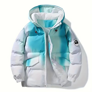2024 Custom Made <b>Men's</b> High Quality Waterproof Winter <b>Coat</b> Hooded Puffer Jacket Polyester Fur Decoration Plain Solid Knitted - Product Image 1