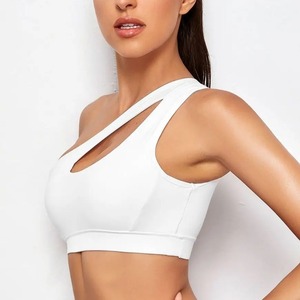 New Casual One Shoulder Crop Women's Bra Customize Design Women's Sports Bra Stylish Spandex Nylon Quick-Dry Yoga Bra - Product Image 3