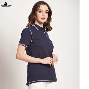 Haut à motif solide d'été pour femmes brodé pour col polo T-Shirt de sport amincissant à manches courtes vêtements tricotés décontractés - Product Image 1