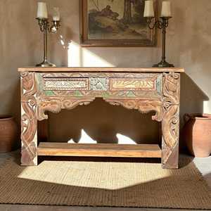 Handmade Vintage Wooden <b>Console</b> <b>Table</b> Luxury & <b>Rustic</b> Living Room Furniture Mirrored Feature Solid Wood for Entry Application - Product Image 2