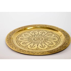 Bandeja de servicio de latón indio clásico con diseños vintage bellamente pulidos para decoración tradicional o contemporánea - Product Image 5