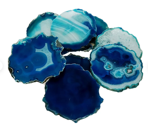 Sous-verre en Agate bleue avec pierre de verre argentée ou dorée, dessous de verre à Quartz, meilleur ami, vente en gros - Product Image 4