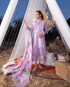 2023 Lila diseñador de lujo inspirado pakistaní indio Bollywood boda Sari Salwar Kameez traje de fiesta hecho de césped de seda - Product Image 5