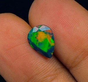 Black <b>Opal</b> Pear Cut Ethiopian Welo Red Fire <b>Opal</b> Natural Multi-Fire Faceted Loose Gemstone for Jewelry - Product Image 3