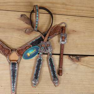 Horse Riding <b>Equipment</b> Headstall & Breastplate Horse Tack Set Products Leather Headcollar Breastplate for Horses - Product Image 6
