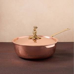 Forme ovale en cuivre fabriqué Ruffoni ustensiles de cuisine casseroles casserole chauffe-aliments ustensiles de cuisine avec fleurs plaquées or concepteur couvercle supérieur fournitures - Product Image 3