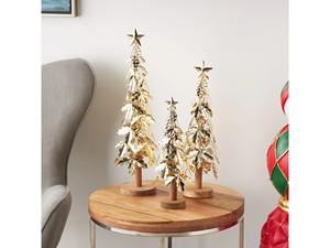 Adorno de mesa de árbol de Navidad de Metal plateado, decoración navideña elegante para el hogar, oficina, entrada, celebración festiva - Product Image 2