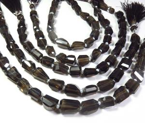 Cuentas de Cuarzo Ahumado Natural Facetadas, Hilo de 8 Pulgadas, Cuarzo Ahumado de 9-15 mm, Corte Nugget, Piedras Preciosas Sueltas para Collar - Product Image 1
