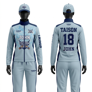 Combinaison d'entraînement de cricket pour femmes, 340 GSM, polycoton, gris marine, panneaux contrastés, logo personnalisé par sublimation, vêtements de sport, coupe professionnelle - Product Image 4