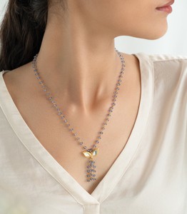 Élégant collier en laiton perlé bleu avec plaqué or avec feuille Kundan pendentif collier bijoux plaqué or colliers de mode - Product Image 1