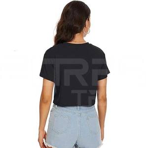 เสื้อครอปแบบลำลองของผู้หญิงเสื้อคอกลมแขนสั้นคอปกทรงหลวมใส่สบายเสื้อยืดแฟชั่นขายส่ง - Product Image 4