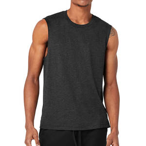 Camiseta sin mangas elástica para hombre, camisetas sin mangas para correr, camisetas sin mangas de entrenamiento para hombre, camisetas sin mangas para Fitness, camisetas sin mangas de algodón peinado - Product Image 1