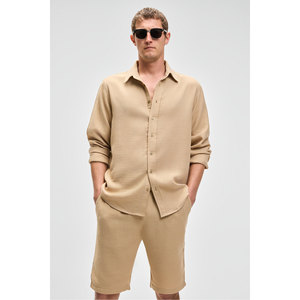 Chemise à manches longues pour homme GRIMELANGE Raimo, 100% coton mousseline, coupe confortable avec poignets retroussés - Product Image 3