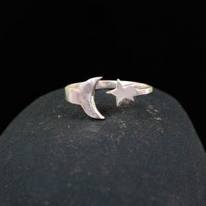 Adjustable 925 Sterling <b>Silver</b> Star Moon <b>Ring</b> Women's Classic <b>Eternity</b> Perfect Boho Birthday Engagement Anniversary Fine <b>Rings</b> - Product Image 6