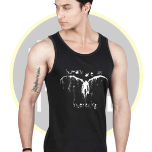 <b>Men</b> <b>Black</b> Graphic <b>Tank</b> <b>Top</b> Casual Summer Sleeveless Shirt with Abstract Human Print for Fitness & Streetwear Style - Product Image 2