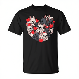 T-shirt de la Saint-Valentin pour bouledogue français, manches courtes, col rond, unisexe, adulte, impression numérique, promotionnel - Product Image 2