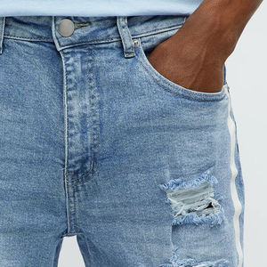 Pantalones Cortos de Mezclilla para Hombre, Lavado Claro, Material de Algodón, Ropa Casual, Ajustables y Transpirables, Corte Holgado, Cierre de Botón, Precio Económico - Product Image 2