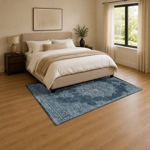 RUGS DEPOT LXDP-0188 Wholesale Blue Navy Modern Vintage Digital Printed Machine Washable Chenille Area Rug Non <b>Slip</b> - Product Image 3