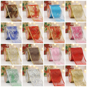 Rotolo di Nastro in Raso da 9 Metri con Tocchi Natalizi in Oro e Argento per Decorazioni Festive con Trasparenze - Product Image 4