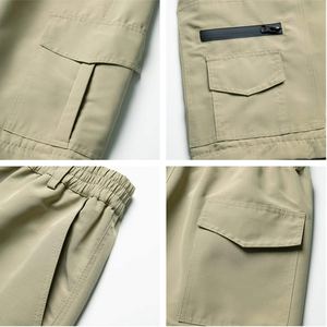 Nouveaux pantalons cargo mi-lourds à lavage foncé, conçus sur mesure, pour hommes, taille mi-haute, coton, streetwear sportif, service OEM, devant plissé - Product Image 5