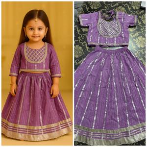 Étnico indio Punjabi estilo pakistaní Lehenga Choli para niñas niños seda Shalwar Kameez para boda ropa de fiesta festiva - Product Image 2
