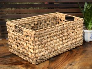 Cesta de Almacenamiento Artesanal Tejida a Mano con Jacinto de Agua, Diseño Rectangular Abierto, Organizador de Fibra Natural para Decoración del Hogar, de Vietnam - Product Image 6