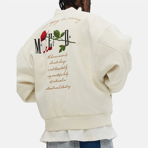 Chaquetas Letterman Personalizadas con Bordado de Rosas, Cuerpo de Lana, Cuero Sintético de Imitación de Piel de Vaca, Chaqueta Bomber Varsity Cuadrada Personalizada para Hombre - Product Image 4