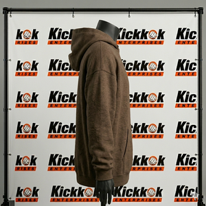 OEM Manufacturer Men's Brown Fleece Hooded Sweatshirt Regular Fit Solid Color Casual Zip Up Hoodie Autumn Wear - Product Image 3