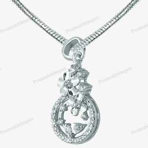 สเตอร์ลิงสีขาวทองชุบโมอิสซาไนต์ได้รับการรับรองโดยหรูหราดอกไม้อินเทรนด์ทำด้วยมือจี้สไตล์คลาสสิกสำหรับผู้หญิง - Product Image 2