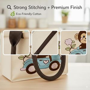 กระเป๋าโท้ทเด็กแบบพกพาลายปักลิง - Product Image 4