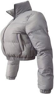 Veste courte matelassée d'hiver pour femmes, veste légère rembourrée, veste courte zippée chaude pour femmes, design personnalisé, service OEM - Product Image 3