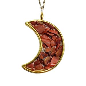 Pendentif Orgonite en métal de lune avec véritables puces de quartz en cristal Bijoux Pendentif de lune avec puces de pierres précieuses naturelles - Product Image 6