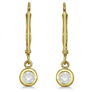 Boucles d'oreilles pendantes en or jaune 14 carats avec fermoir à levier, diamants de 0,30 ct - Style élégant avec un attrait luxueux - Product Image 2