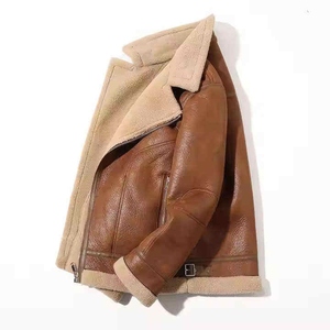 Veste d'hiver classique en toile et cuir avec doublure en peau de mouton pour homme |   Veste de moto imperméable et respirante pour l'extérieur avec doublure confortable - Product Image 3