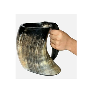 Tasse en corne véritable faite à la main tasse à boire et en corne de Viking/chope Logo personnalisé dernière conception indienne à vendre - Product Image 2